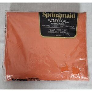 Vintage 70's NEW Springmaid Fitted Queen Sheet Rusty Orange No iron 60x80 USA